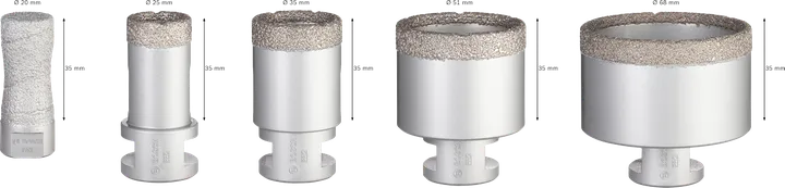 Σετ κοπτικών κεραμικών ξηρών πυρήνων Bosch PRO 5 τεμαχίων για πλακάκια.