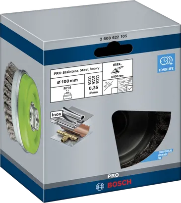 Βούρτσα κυπέλλου Bosch PRO από ανοξείδωτο ατσάλι 100 x 0,35 mm.