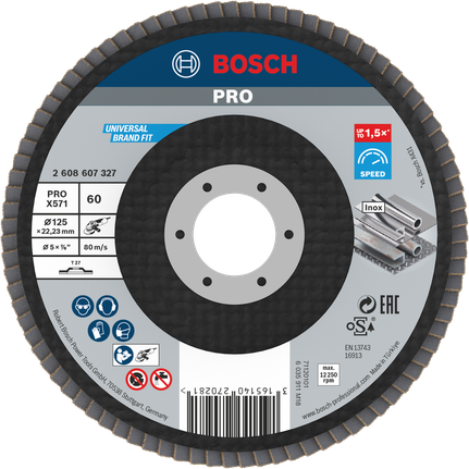 Δίσκος με πτερύγια Bosch PRO X571 125mm G60 για λείανση μετάλλων.