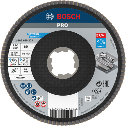 Δίσκος πτερυγίων Bosch PRO X571 125mm G80 X-Lock για μέταλλο.