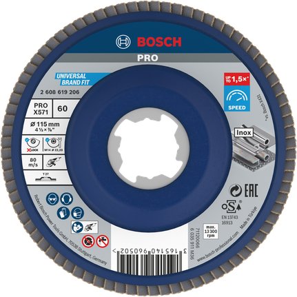 Δίσκος πτερυγίων Bosch PRO X571 115mm G60 X-Lock για μέταλλο.