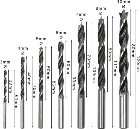 Σετ τρυπανιών με μύτη για ξύλο Bosch PRO, 7 μεγέθη.