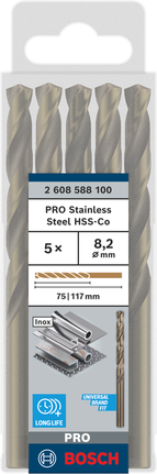 Σετ ελικοειδών τρυπανιών Bosch PRO HSS-Co για ανοξείδωτο χάλυβα.