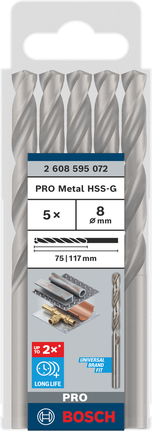 Σετ τρυπανιών Bosch PRO Metal HSS-G 8 mm, 5 τεμάχια.