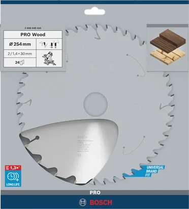 Λεπίδα κυκλικού πριονιού Bosch PRO Wood 254×30 mm.