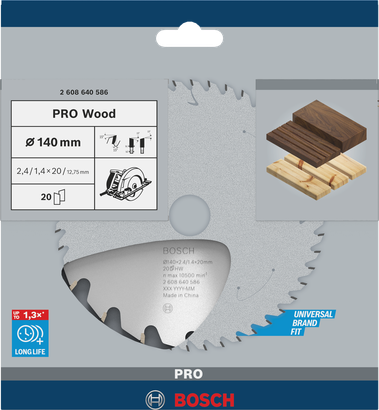 Λάμα κυκλικού πριονιού Bosch PRO Wood 140×2,4×20 mm T20.