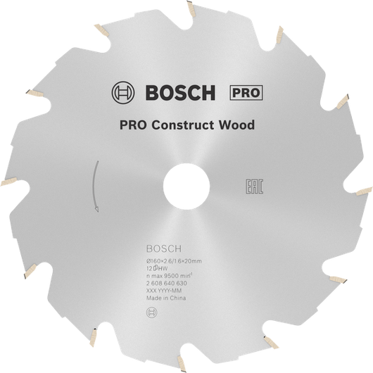 Κυκλική πριονόλαμα Bosch PRO Construct Wood, 12 δόντια.