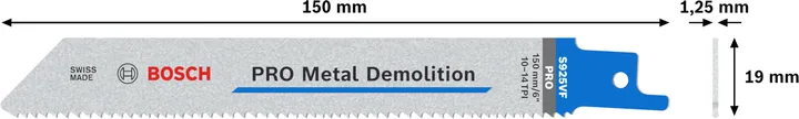 Λάμα Bosch PRO Metal Demolition S925VF, μήκος 150 mm.