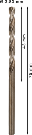 Τρυπάνι HSS-Co από ανοξείδωτο ατσάλι Bosch PRO 3,8 mm, με σπείρωμα.