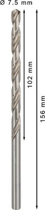 Μακρύ τρυπάνι Bosch PRO Metal HSS-G διαμέτρου 7,5 mm.