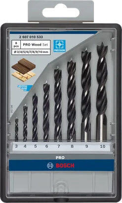 Σετ τρυπανιών Bosch PRO Wood 8 τεμαχίων με μύτη brad.