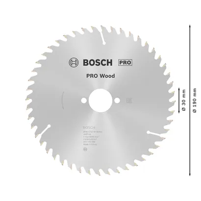 Λάμα κυκλικού πριονιού Bosch PRO Wood 190mm T48.