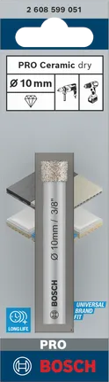 Bosch PRO Κεραμικό ξηρό τρυπάνι 10 mm 3/8″.