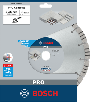 Δίσκος σκυροδέματος Bosch PRO με διαμάντια 230×22,23 mm.