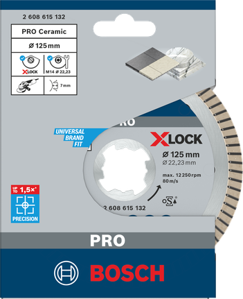 Διαμαντόδισκος Bosch PRO Ceramic X-Lock 125×22,23 mm.