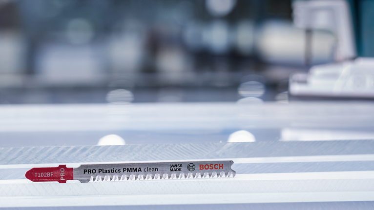 Λάμα σέγας που ακουμπάει σε ένα διαφανές πλαστικό φύλλο σε περιβάλλον εργαστηρίου.