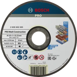 Δίσκος κοπής πολλαπλών υλικών Bosch PRO 125 mm για κοπή γενικής χρήσης.