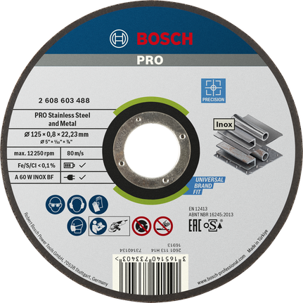 Δίσκος κοπής από ανοξείδωτο ατσάλι Bosch PRO 125x0,8mm.