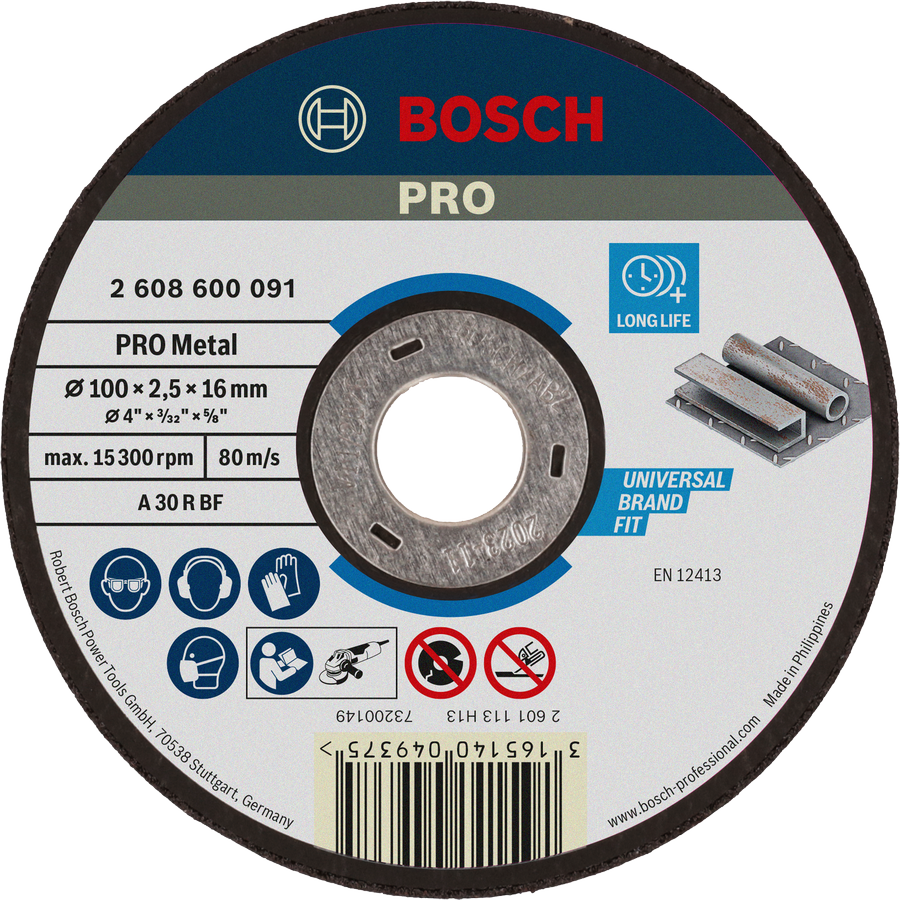 Δίσκος κοπής μετάλλου Bosch PRO 100 x 2,5 x 16 mm μεγάλης διάρκειας ζωής.
