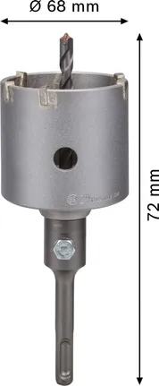 Σετ κοπτικών κορώνων Bosch SDS plus-5 διαμέτρου 68 mm, μήκους 72 mm.