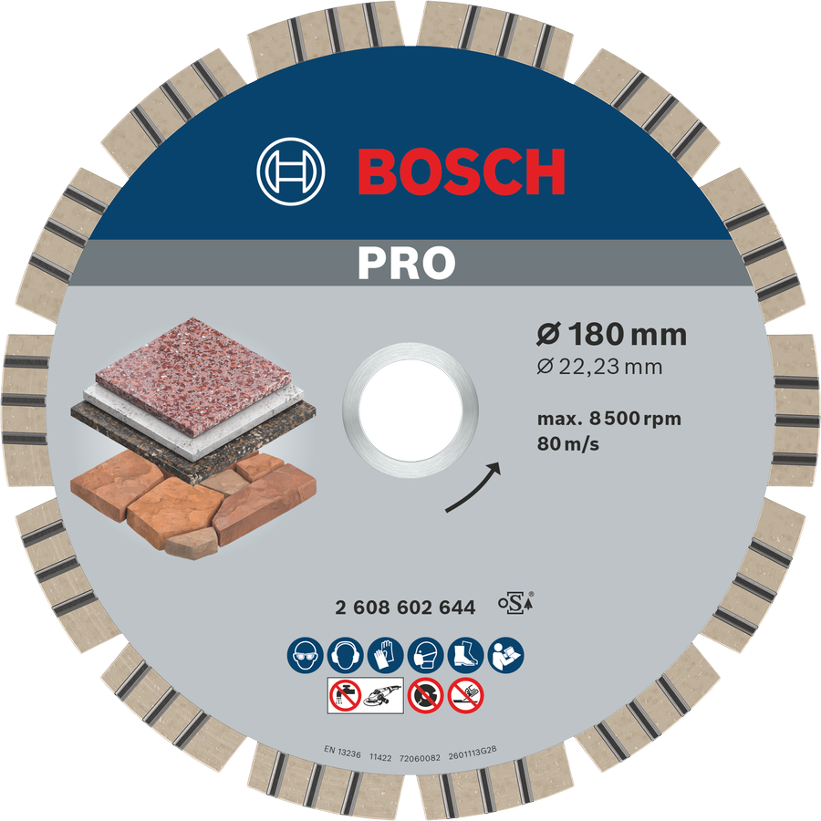 Δίσκος διαμαντιού Bosch PRO Stone 180 mm για κοπή πέτρας.