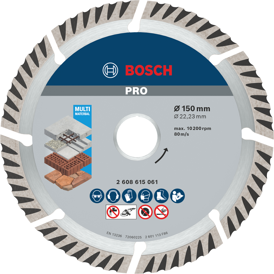 Δίσκος διαμαντιού πολλαπλών υλικών Bosch PRO 150 mm για κοπή.