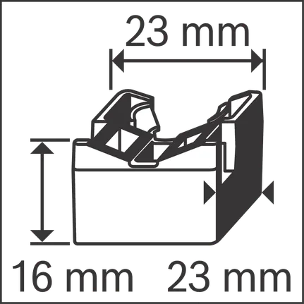 Διαστάσεις συγκρατητήρα δεματικού καλωδίων.