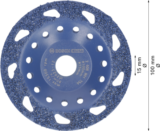 Κεφαλή λείανσης καρβιδίου πολλαπλών υλικών Bosch EXPERT, κεκλιμένη.