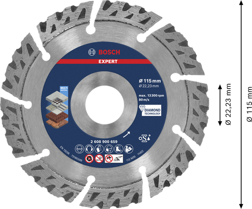 Δίσκος κοπής με διαμάντι πολλαπλών υλικών Bosch EXPERT 115 mm.