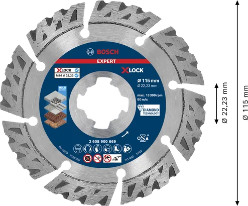 Δίσκος κοπής με διαμάντι Bosch EXPERT MultiMaterial X-LOCK 115 mm.
