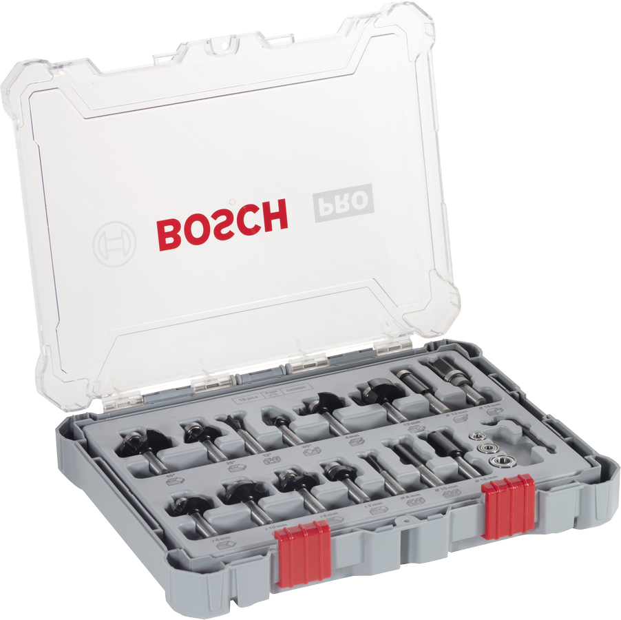 Σετ μύτες φρέζας Bosch PRO μεικτό σετ 15 τεμαχίων σε θήκη.