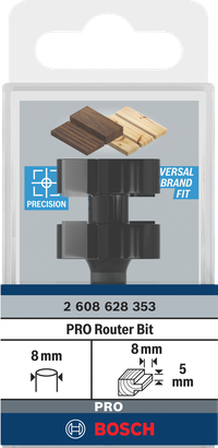 Φρέζα Bosch PRO, μύτη σύνδεσης με γλώσσα 8 mm.