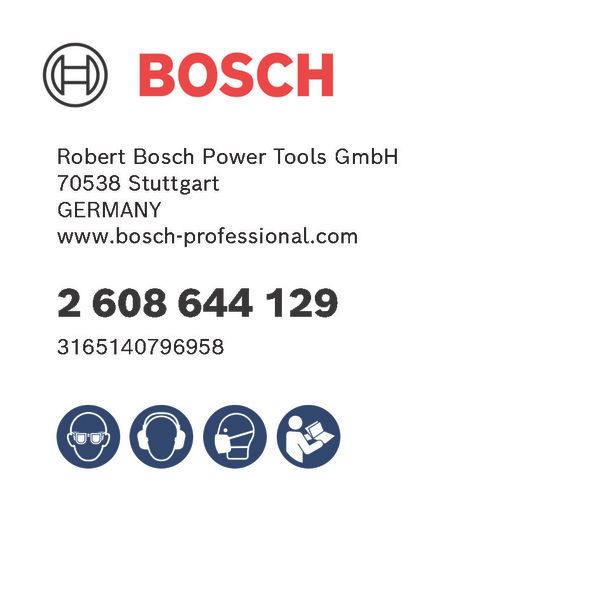 Bosch logo, Postal address, Electronic address, Safety icons