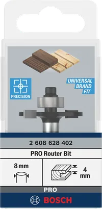 Μύτη φρέζας Bosch PRO με εγκοπή, στέλεχος 8 mm.