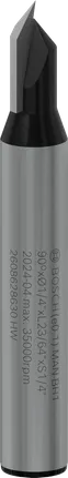 Φρέζα Bosch PRO με αυλάκι V, στέλεχος 90°, 1/4 ίντσας.