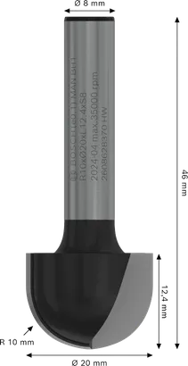 Κουτί πυρήνα φρέζας Bosch PRO R 10, στέλεχος 8 mm.