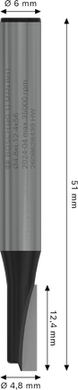 Ίσια μύτη φρέζας Bosch PRO, μία αυλάκωση 4,8x12,4 mm.