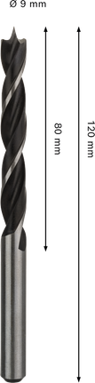 Τρυπάνι Bosch PRO με μύτη για ξύλο 9 x 80 x 120 mm.