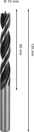 Τρυπάνι Bosch PRO με μύτη ξύλου 10 x 80 x 120 mm.