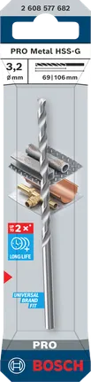 Τρυπάνι Bosch PRO Metal HSS-G 3,2 mm με σπείρωμα.