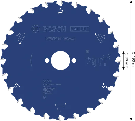 Λάμα κυκλικού πριονιού ξύλου Bosch EXPERT 190mm T24.
