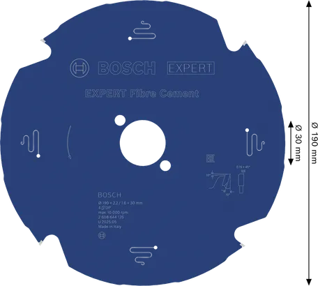 Κυκλική λεπίδα πριονιού από ίνες τσιμέντου Bosch EXPERT, 190 mm.