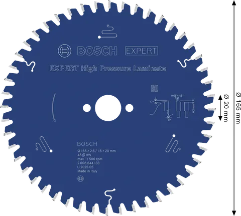 Λάμα κυκλικού πριονιού Bosch EXPERT υψηλής πίεσης, laminate 165 mm.