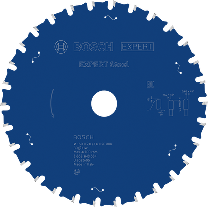 Λεπίδα κυκλικού πριονιού Bosch EXPERT από χάλυβα, 160mm T30.