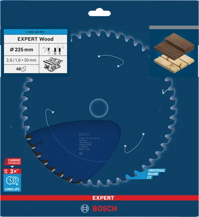 Λάμα κυκλικού πριονιού Bosch EXPERT Wood 225 mm T48.