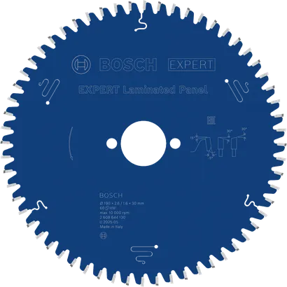 Λεπίδα κυκλικού πριονιού Bosch EXPERT με πλαστικοποιημένο πάνελ, 60 δόντια.