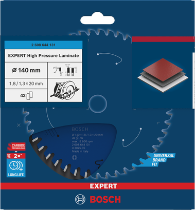 Λάμα κυκλικού πριονιού υψηλής πίεσης Bosch EXPERT για laminate 140 mm.
