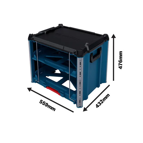 Τσάντα μεταφοράς Bosch L-BOXX Contractor Rack 2 με διαστάσεις.