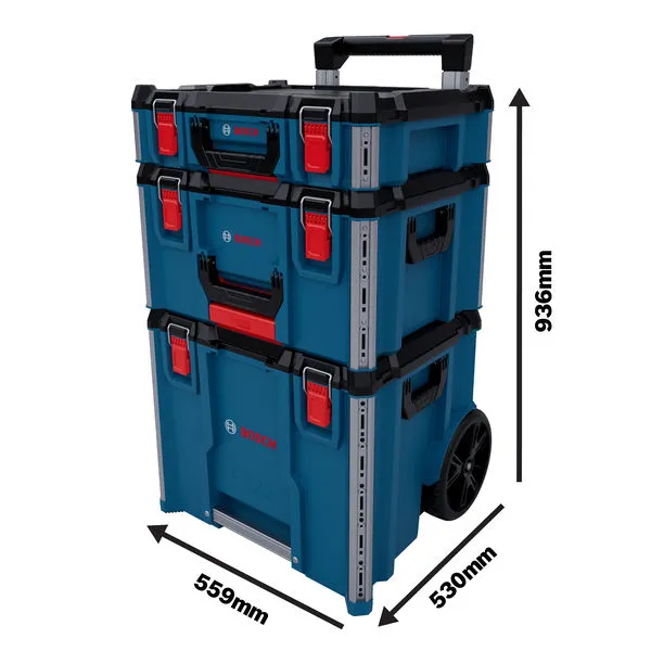 Bosch L-BOXX Contractor Set 3, σύστημα κυλιόμενων βαλιτσών μεταφοράς.
