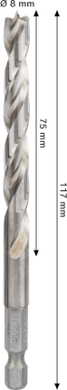 Τρυπάνι Bosch PRO Wood HSS με μύτη Brad 8x75x117 mm.